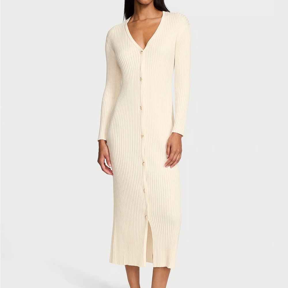 NWOT Victorias Secret Luxe Crème Knit Cardigan Maxi Dress